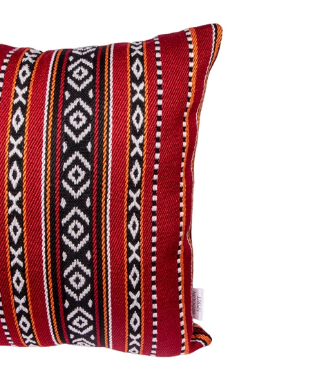 Handmade Bedouin Set of Cushions Made of Red Sadu Fabric in a Square Shape