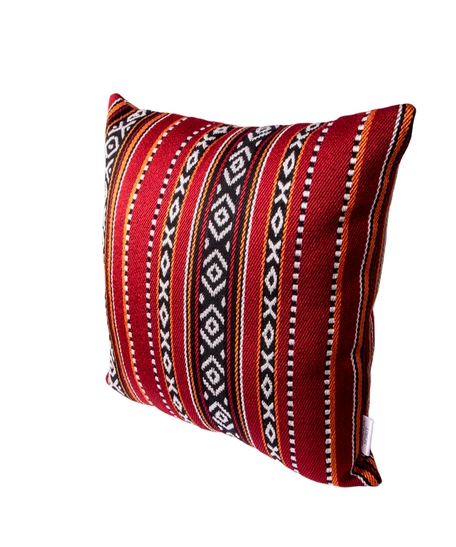 Handmade Bedouin Set of Cushions Made of Red Sadu Fabric in a Square Shape