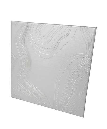  Abstract Hand Painting - Silver Textured Painting in a Square Shape