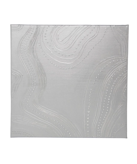  Abstract Hand Painting - Silver Textured Painting in a Square Shape