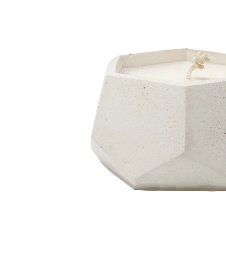 White Scented Candle in  Hexagonal Concrete Bowl 