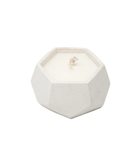 White Scented Candle in  Hexagonal Concrete Bowl 