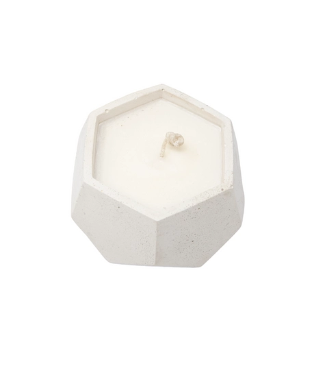 White Scented Candle in  Hexagonal Concrete Bowl 