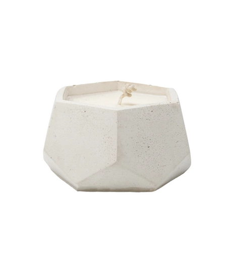 White Scented Candle in  Hexagonal Concrete Bowl 