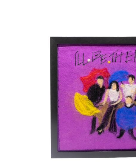 Handmade Wool Painting with a Black Frame - Friends Series Design