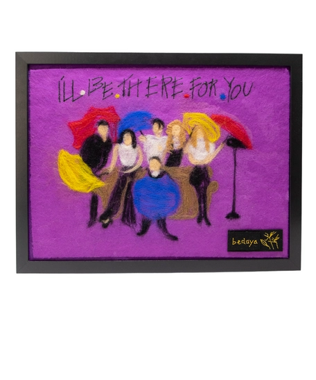 Handmade Wool Painting with a Black Frame - Friends Series Design