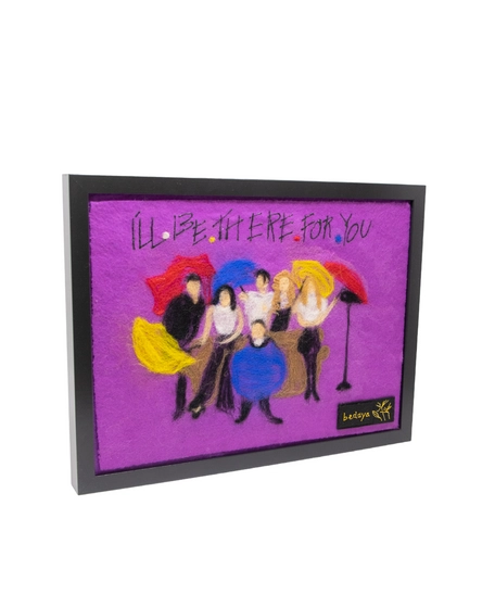 Handmade Wool Painting with a Black Frame - Friends Series Design