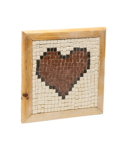 Small Mosaic Decorative Piece with a Wooden Frame - Heart 