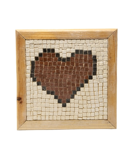 Small Mosaic Decorative Piece with a Wooden Frame - Heart 