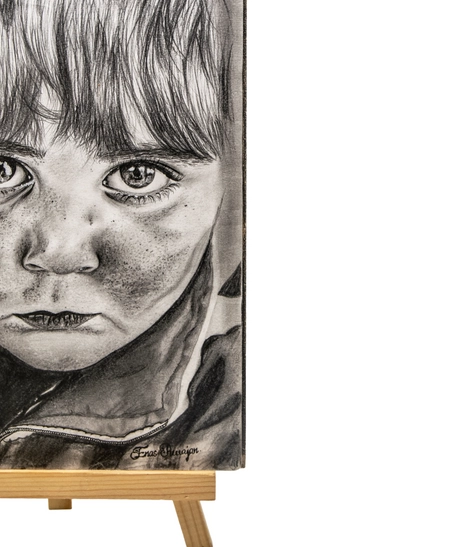 Pencil Drawing of a Child's Portrait with Artistic Precision and Realistic Details