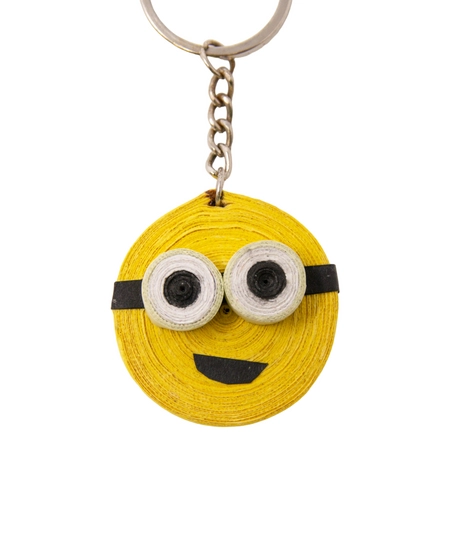 Handmade Quilling Art Keychain of a Smiley Face