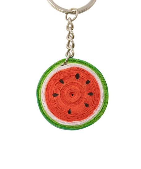 Handmade Quilling Art Keychain of a Cute Watermelon