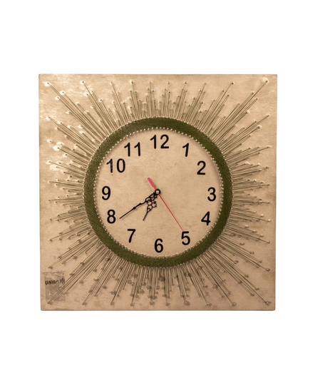 Stylish Green Wall Clock Handcrafted Using String Art 