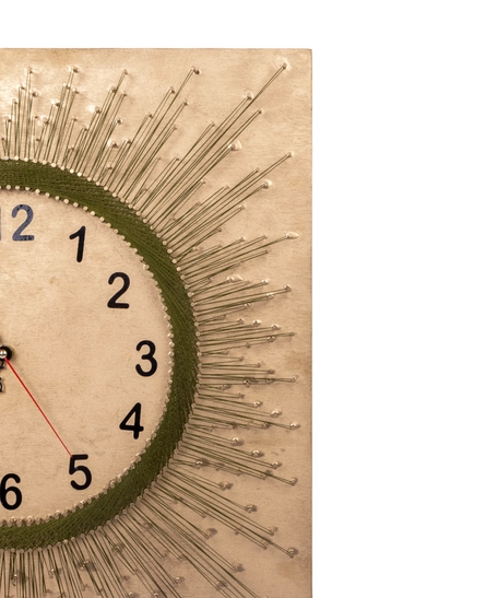 Stylish Green Wall Clock Handcrafted Using String Art 