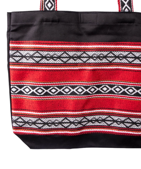 Black Shopping Bag Made of Durable Sadu Fabric in Bedouin Style - Souq Fann