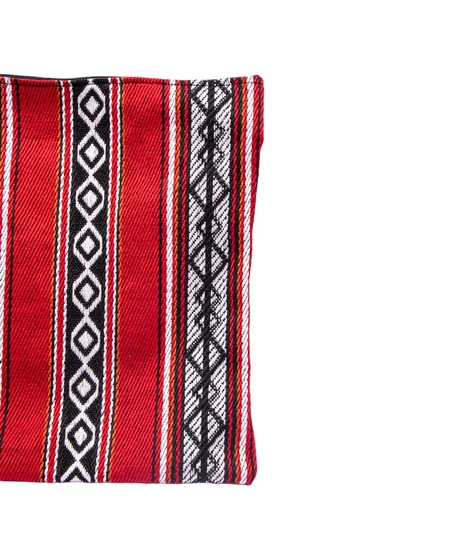 Bedouin Style Crossbody Bag Made of Red Sadu Fabric with a Long Black Strap