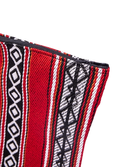 Bedouin Style Crossbody Bag Made of Red Sadu Fabric with a Long Black Strap