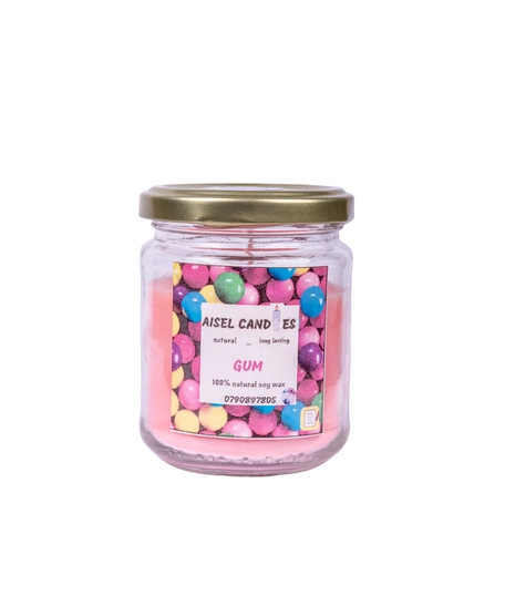 Handmade Scented Candle in a Glass Jar - Gum 