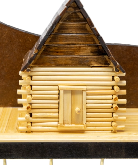 Wooden Key Hanger Adorned with a Small Wooden House  - Design 1