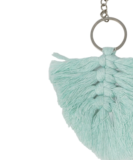 Handmade Macrame Keychain with Tassels - Turquoise