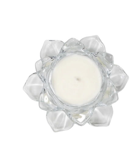 Handmade Scented Candle in a Lotus-shaped Crystal Jar - Mango