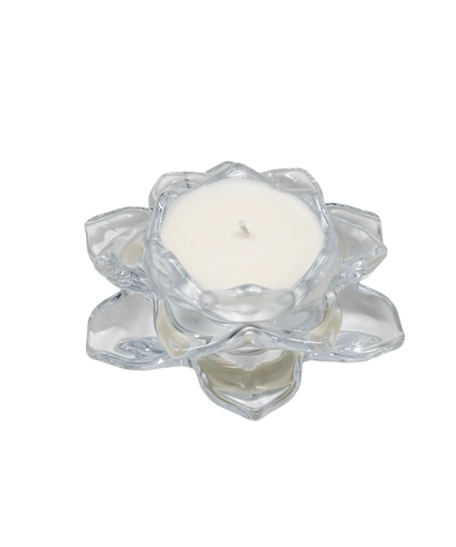 Handmade Scented Candle in a Lotus-shaped Crystal Jar - Mango