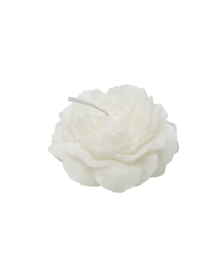 White Handmade Scented Candle in the Shape of a Peony Flower