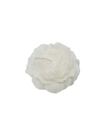 White Handmade Scented Candle in the Shape of a Peony Flower