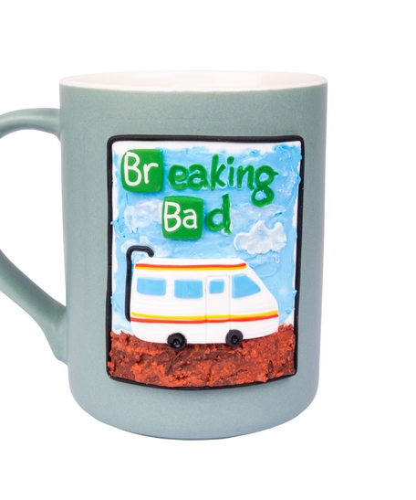 Larg Gray Coffee Mug Adorned with a 3D Design Inspired from "Breaking Bad" Series