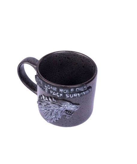 Black Coffee Mug Adorned with a 3D Design Inspired by Game of Thrones