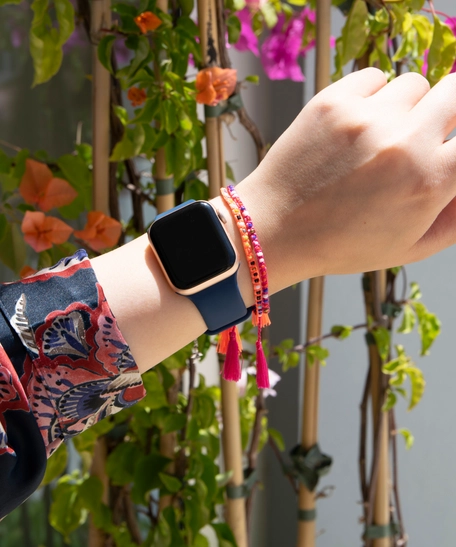 Handmade Friendship Bracelets Adorned with Colorful Beads - Orange and Fuchsia 