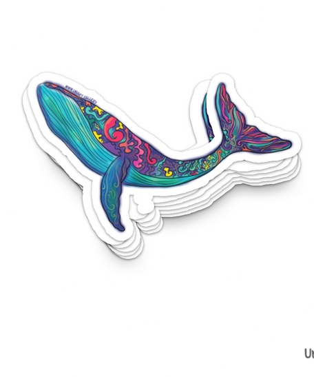 Waterproof Purple Whale Stickers with Colorful Graphics