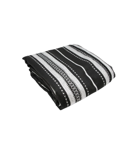 Sadu Fabric Picnic Blanket with Traditional Bedouin Embroidery - Black