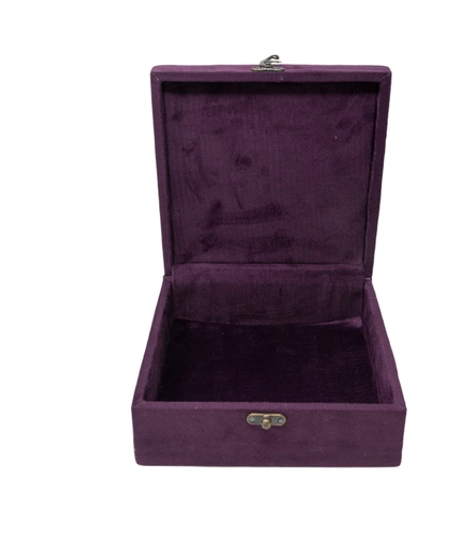 ELEGANT BEDROOM ACCESSORY: Purple Square Storage Box, Hand Embroidered Heritage Design