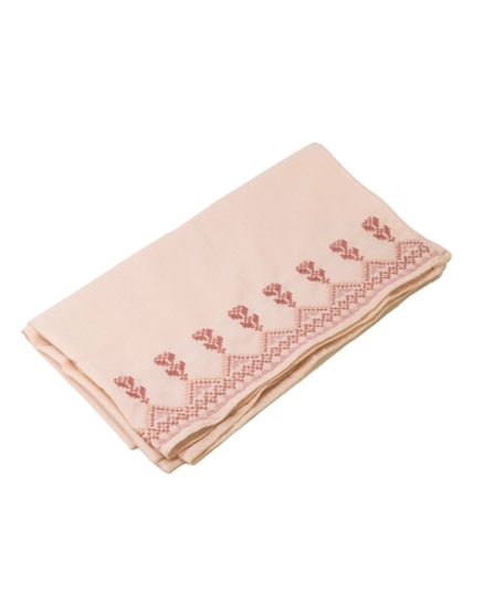 Delicate Hand-Embroidered Shawl in A Beautiful Shade of Light Pink 