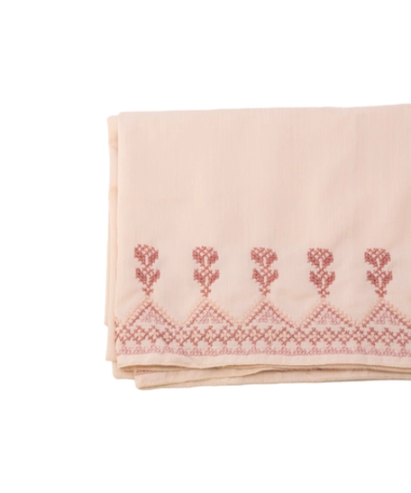 Delicate Hand-Embroidered Shawl in A Beautiful Shade of Light Pink 