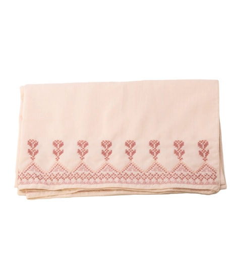 Delicate Hand-Embroidered Shawl in A Beautiful Shade of Light Pink 