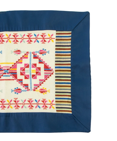 Handmade Navy and Beige Table Runner and Wall Decor Set Decorated with Heritage Embroidery and Attractive Details - Table Runner
