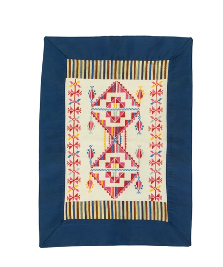 Handmade Navy and Beige Table Runner and Wall Decor Set Decorated with Heritage Embroidery and Attractive Details - Table Runner