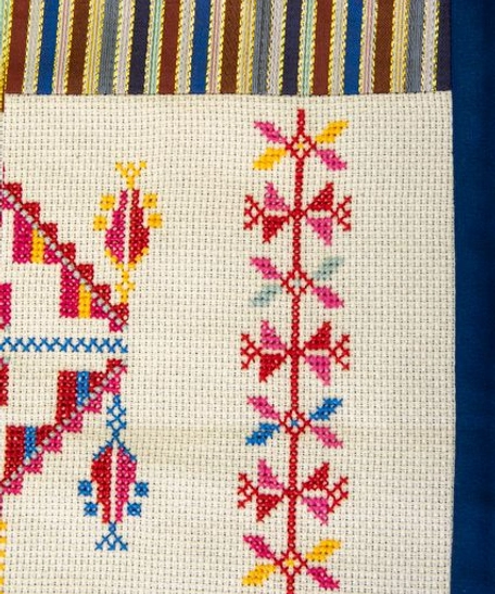 Handmade Navy and Beige Table Runner and Wall Decor Set Decorated with Heritage Embroidery and Attractive Details - Table Runner