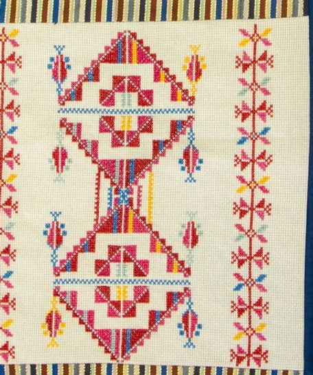 Handmade Navy and Beige Table Runner and Wall Decor Set Decorated with Heritage Embroidery and Attractive Details - Table Runner