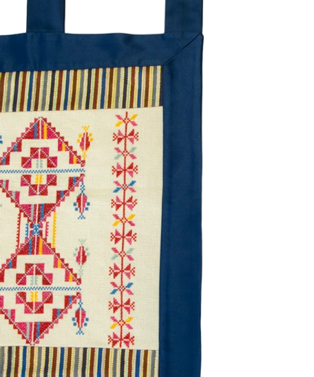 Handmade Navy and Beige Table Runner and Wall Decor Set Decorated with Heritage Embroidery and Attractive Details - Table Runner