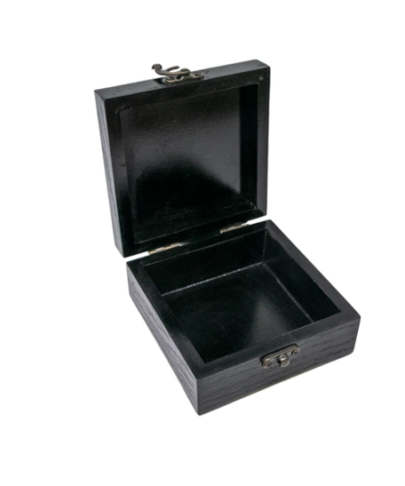 Black Hand-Embroidered Square Wooden Box - Exquisitely Crafted