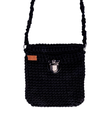 Small Black Handmade Crochet Square Crossbody Bag - Ideal for Quick Outings