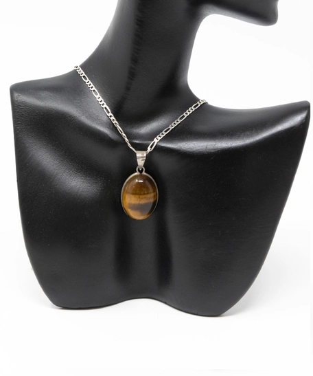 Silver 925 Necklace with A Brown Agate Pendant 