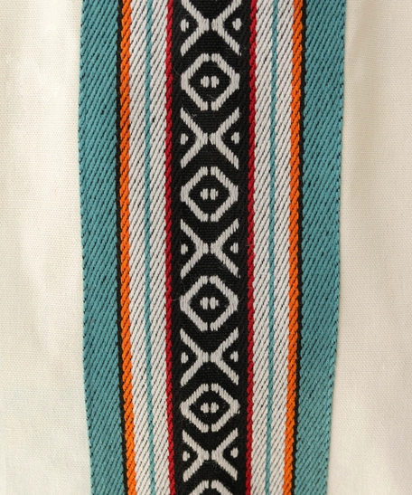 White Canvas Tote Bag Decorated with Sadu Fabric - Available in Two Colors
