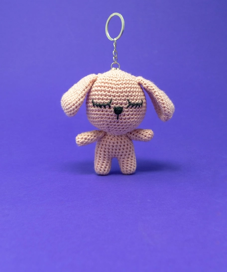 Nude Handmade Crochet Rabbit Keychain