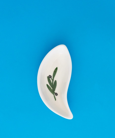 Handmade White Small Olive Curvy Dish