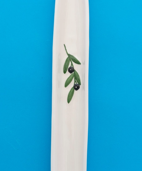 White Thin Tree Leaf-Shaped Plate for Serving Olives