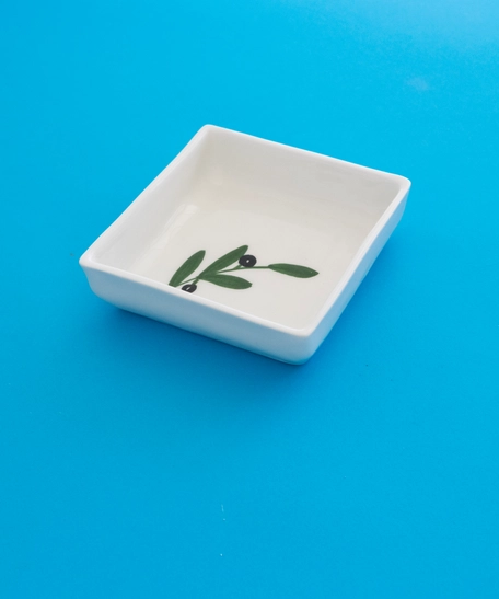 White Deep Square Ceramic Plate for Serving Appetizers